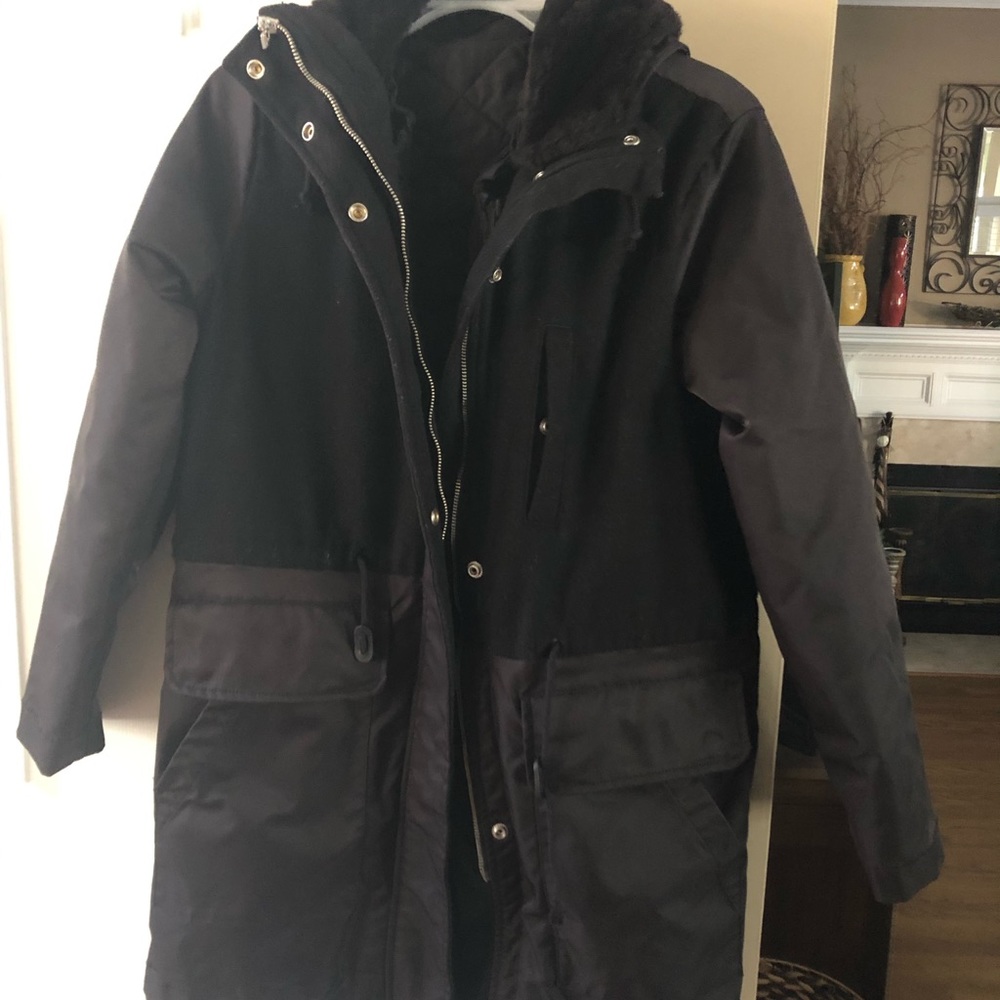 Heavy nylon winter coat.